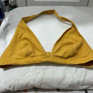 Mustard Yellow Ribbed Halter Top